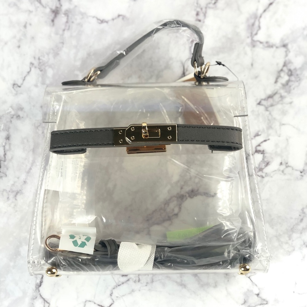 🔴SOLD🔴NWT Clear Grey PVC small bag